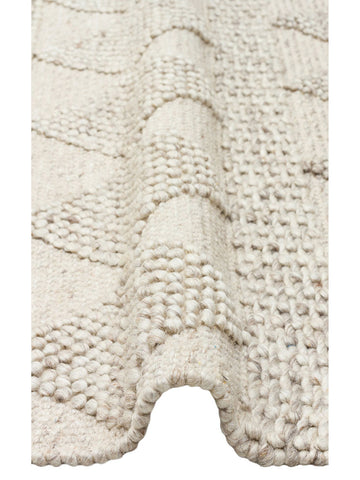 Woolstar %100 Naturel Kazak Desenli Salon Oturma Odası Koridor Antre El Dokuma Örgü Halı JD 01 NATU - Carpetdocia